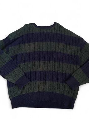 Green & navy striped baggy sweater Size Large